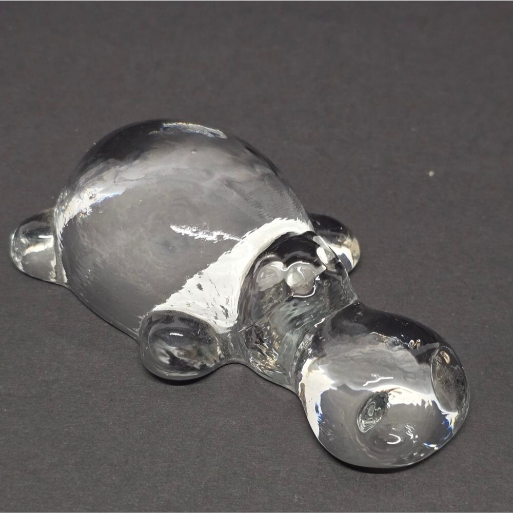 Vintage Leonardo Glass Baby Hippo Figurine Paperweight Desktop Decor As Is